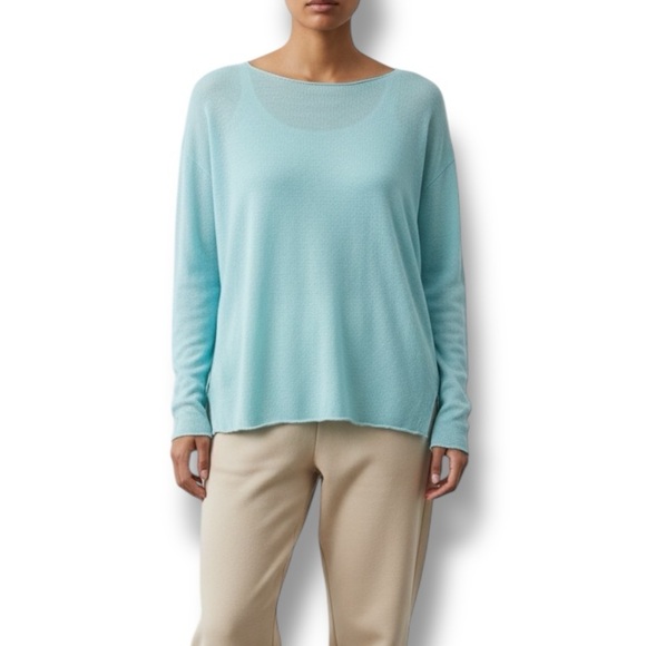 Lilly Pulitzer Sweaters - Lilly Pulitzer Sweater Womens Alana Aqua Blue 100% Linen Solid Pullover Top sz S